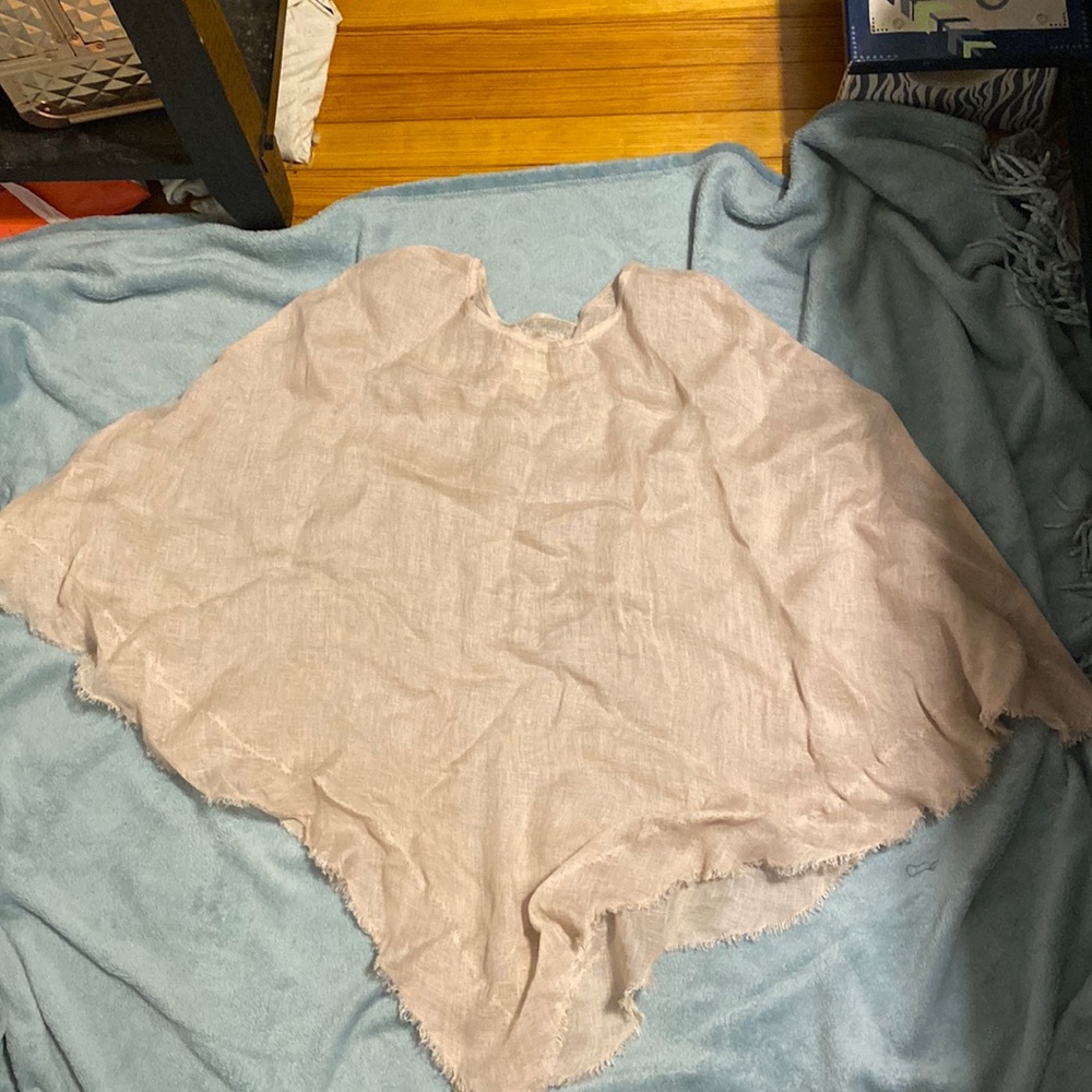 Light Pink Linen Poncho